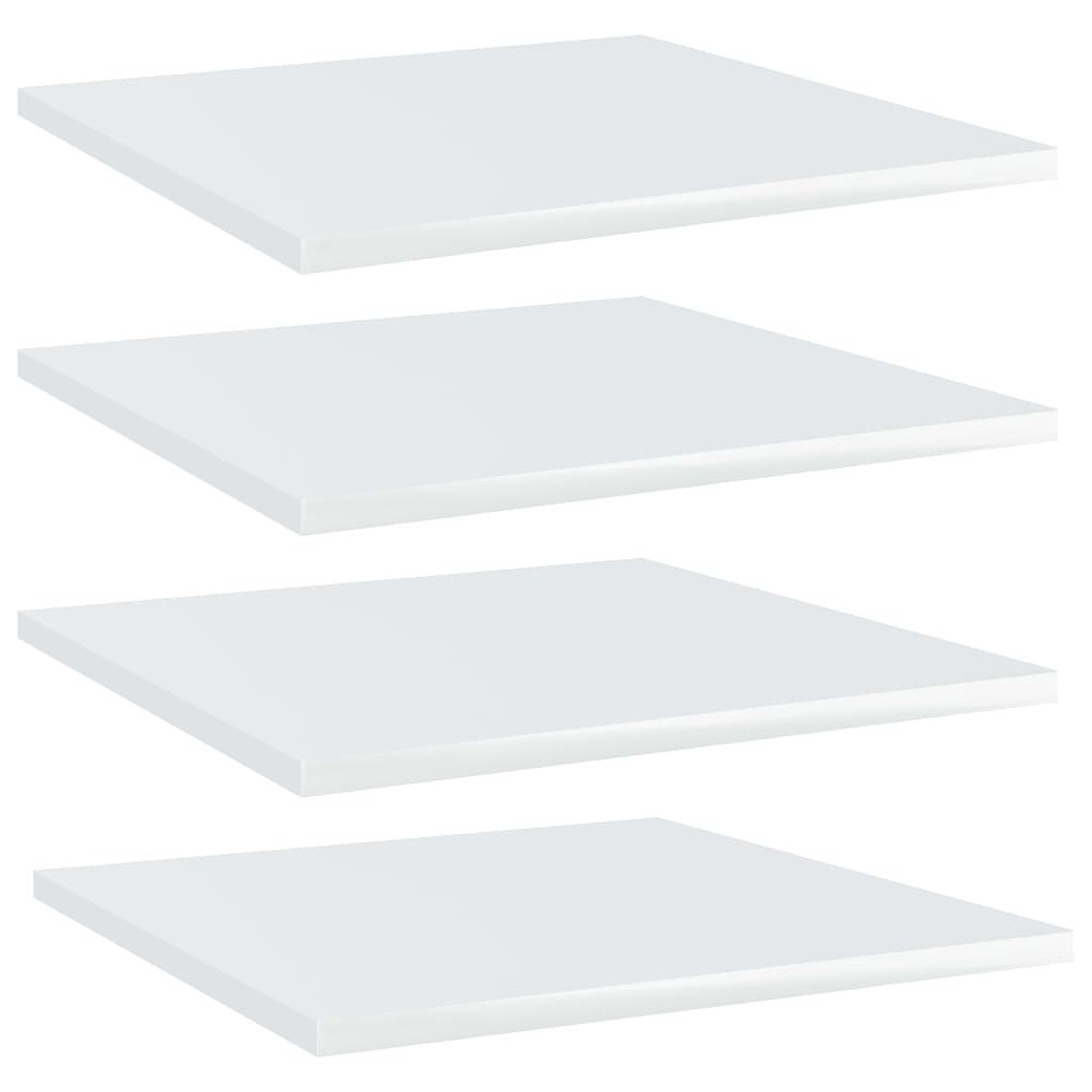 vidaXL 4 db magasfényű fehér forgácslap könyvespolc 40 x 40 x 1,5 cm
