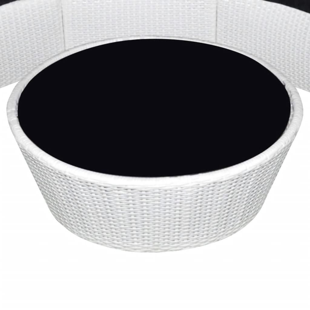 vidaXL félkör alakú polyrattan ülőgarnitúra kerti bútorszett fehér