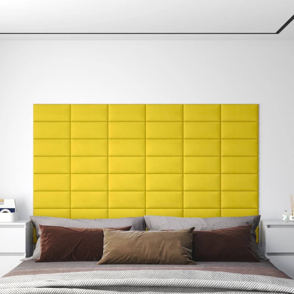 vidaXL 12 db sárga szövet fali panel 30 x 15 cm 0,54 m²