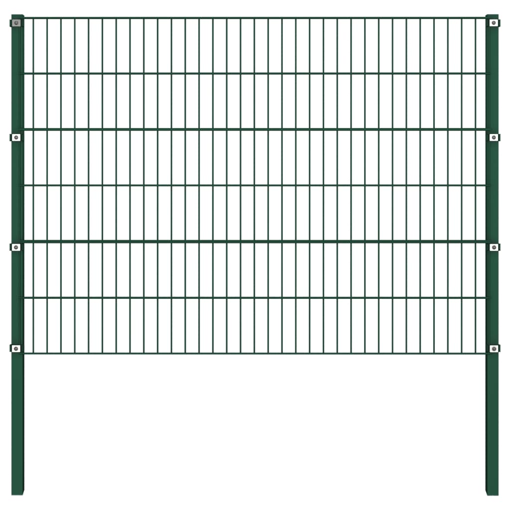 vidaXL zöld vas kerítéspanel oszlopokkal 11,9 x 1,2 m