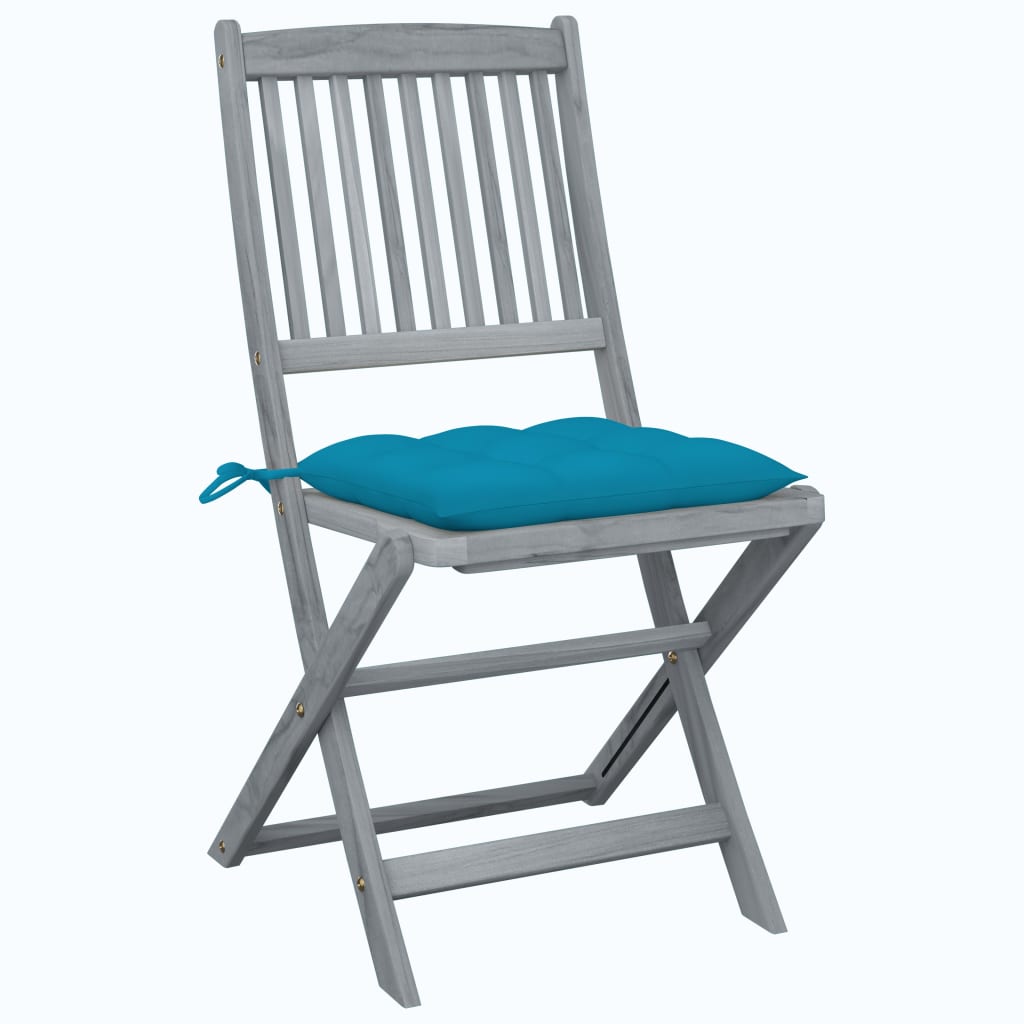 vidaXL 2 db összecsukható tömör akácfa kültéri szék párnával