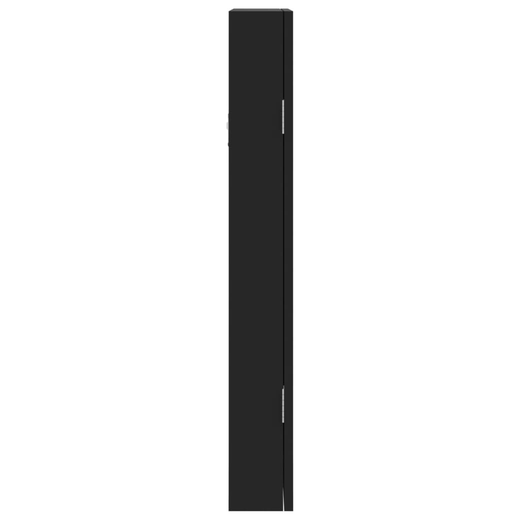 vidaXL fekete falra szerelhető tükrös ékszerszekrény 30x8,5x67 cm