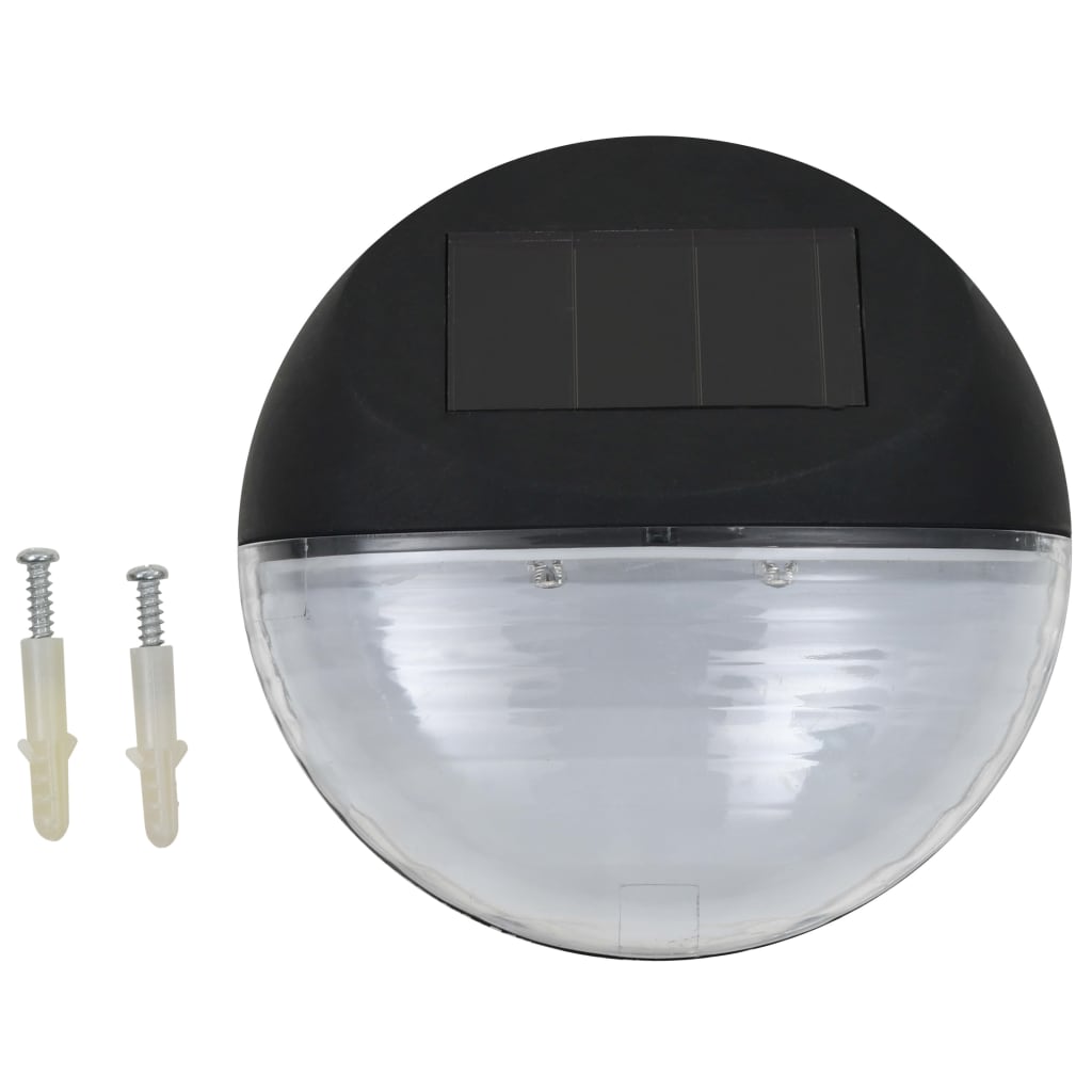 vidaXL 24 db fekete kerek kültéri napelemes LED falilámpa