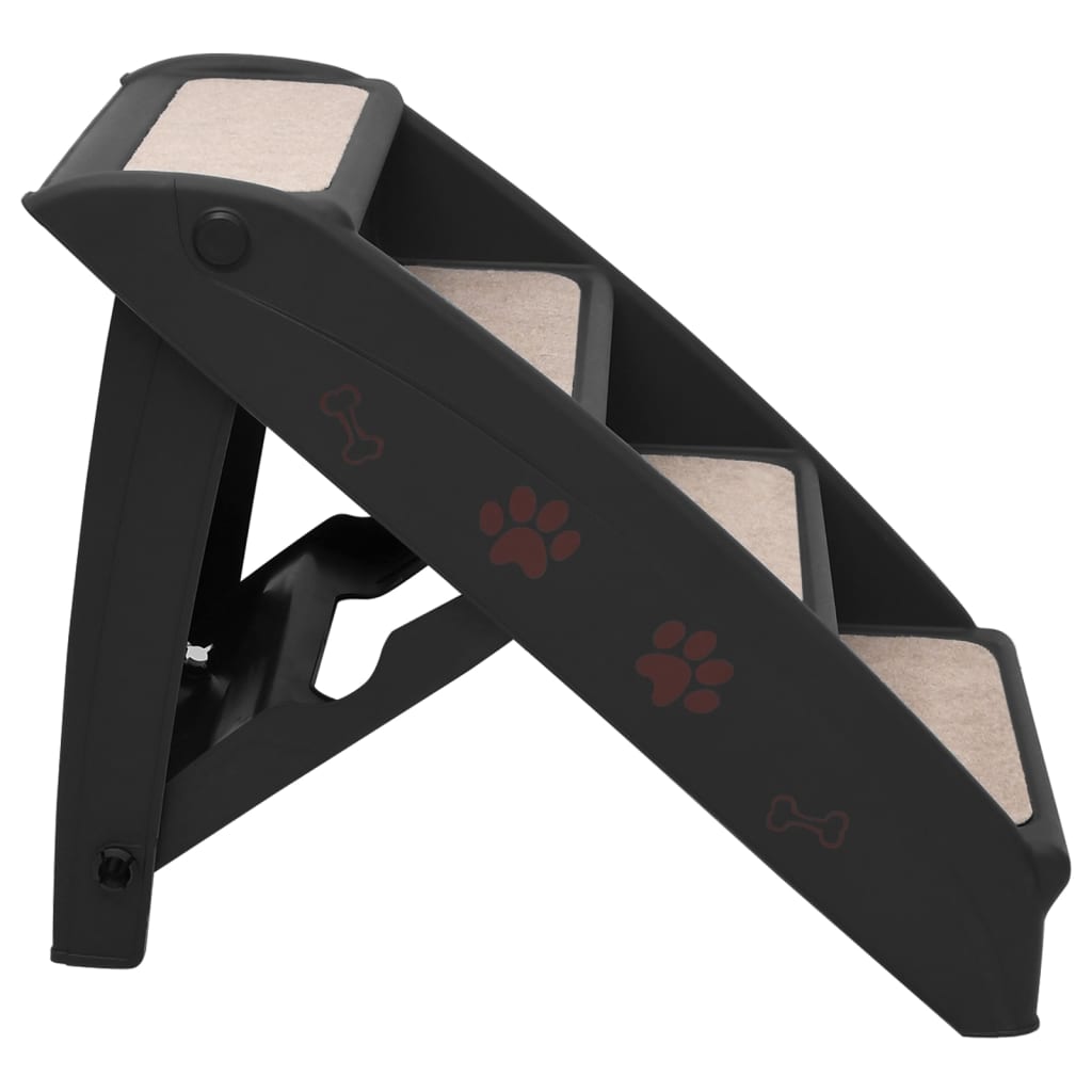 vidaXL fekete összecsukható kutyalépcső 62 x 40 x 49,5 cm
