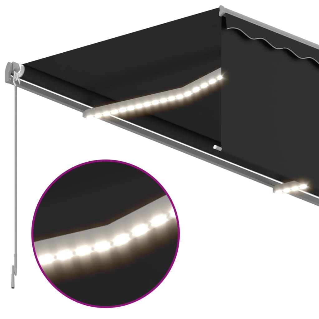 vidaXL antracit LED-es kézzel kihúzható napellenző redőnnyel 3x2,5 m