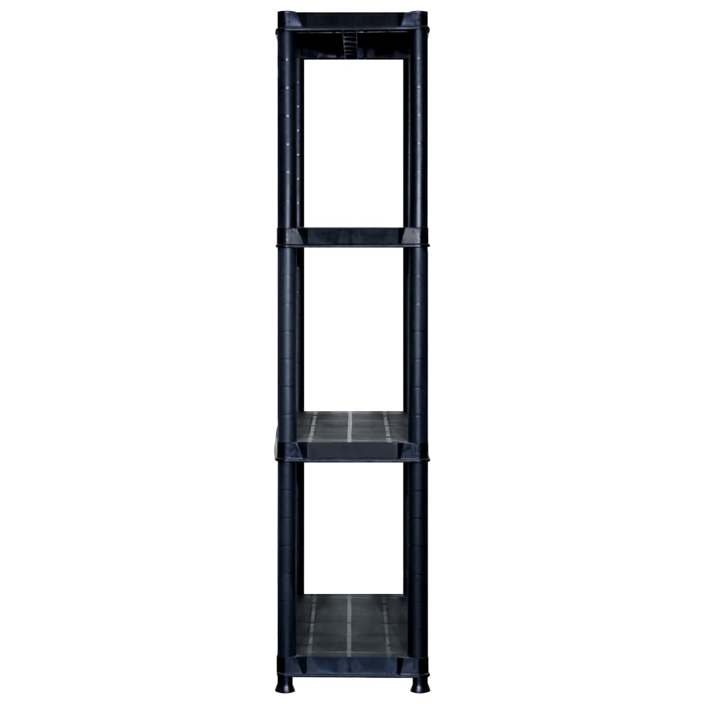 vidaXL fekete műanyag 4 szintes tárolópolc 122 x 30,5 x 130 cm