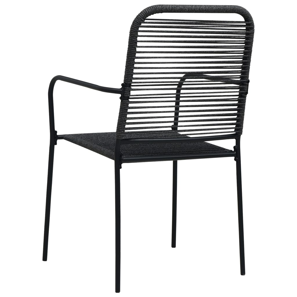 vidaXL 4 db fekete pamut kötél és acél kerti szék