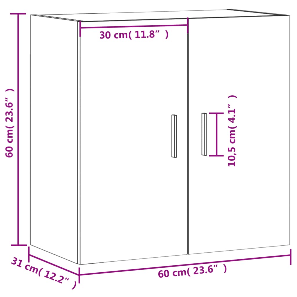 vidaXL fehér szerelt fa faliszekrény 60 x 31 x 60 cm