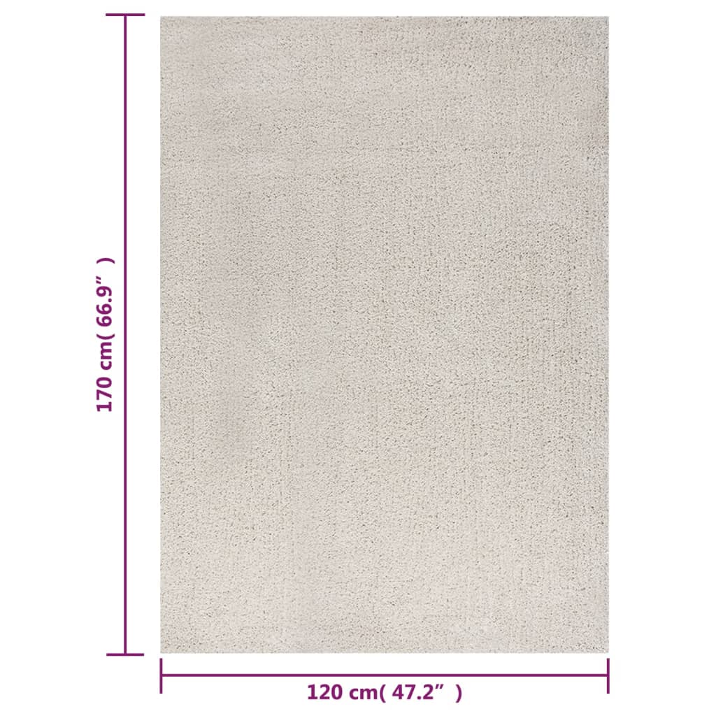 vidaXL krémszínű hosszú szálú bozontos szőnyeg 120x170 cm