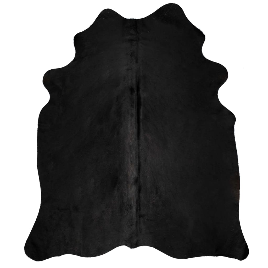 vidaXL fekete valódi marhabőr szőnyeg 180 x 220 cm