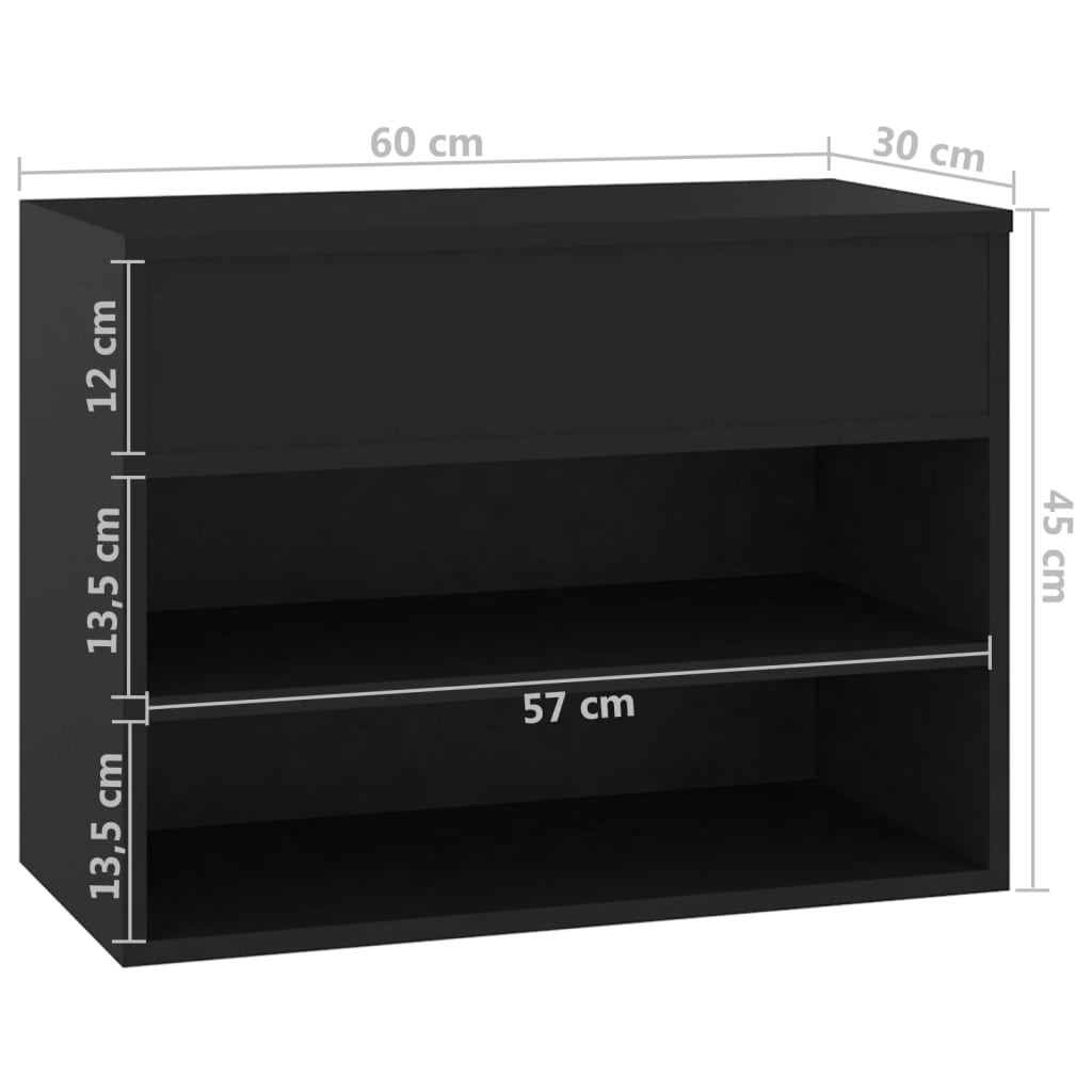 vidaXL fekete forgácslap cipőtároló pad 60 x 30 x 45 cm