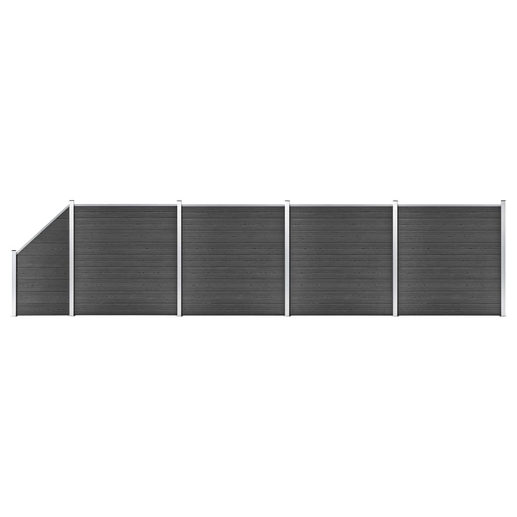 vidaXL fekete WPC kerítéspanelszett 792 x (105-186) cm