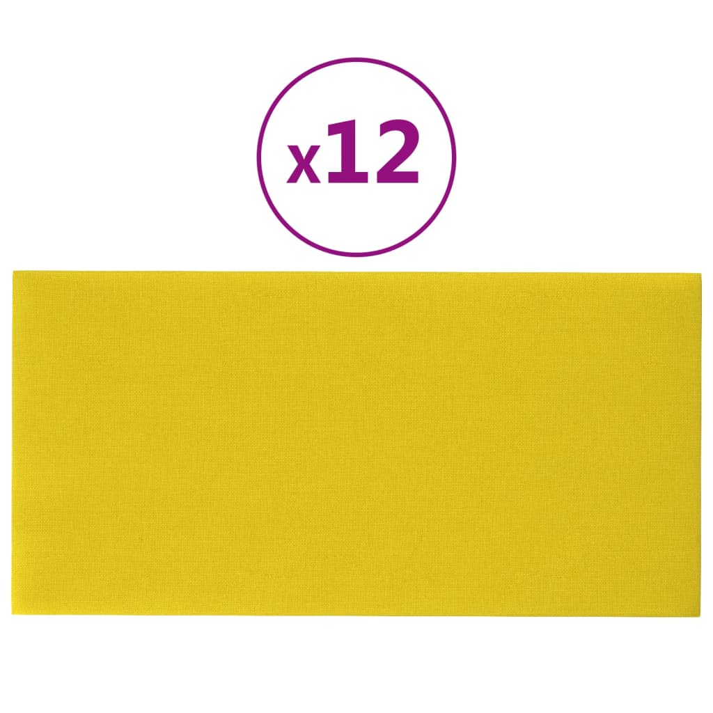 vidaXL 12 db sárga szövet fali panel 30 x 15 cm 0,54 m²