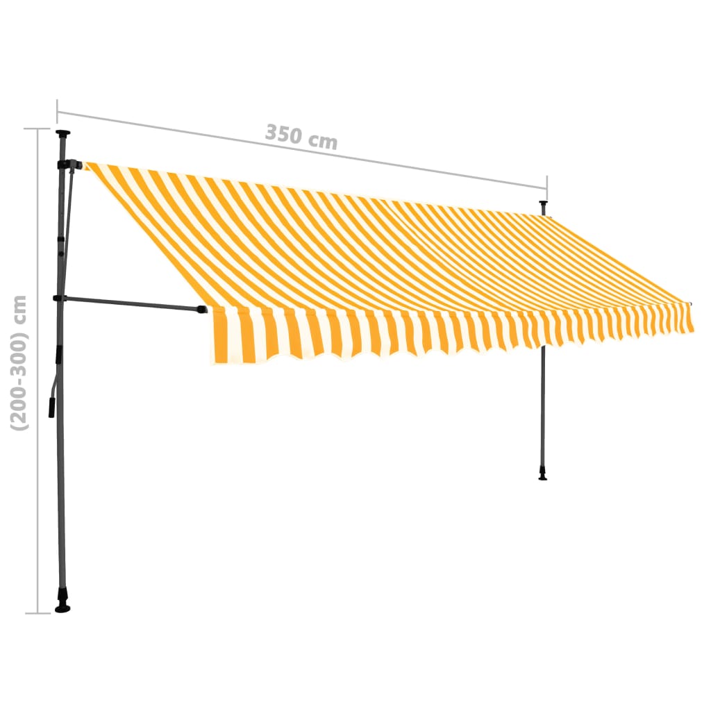 vidaXL fehér-narancssárga kézzel kihúzható LED-es napellenző 350 cm