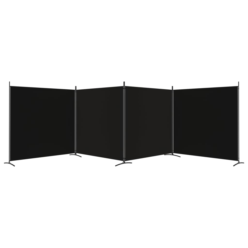 vidaXL 4 paneles fekete szövet térelválasztó 698x180 cm