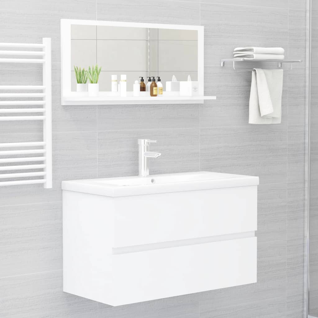 vidaXL fehér forgácslap fürdőszobai tükör 80 x 10,5 x 37 cm