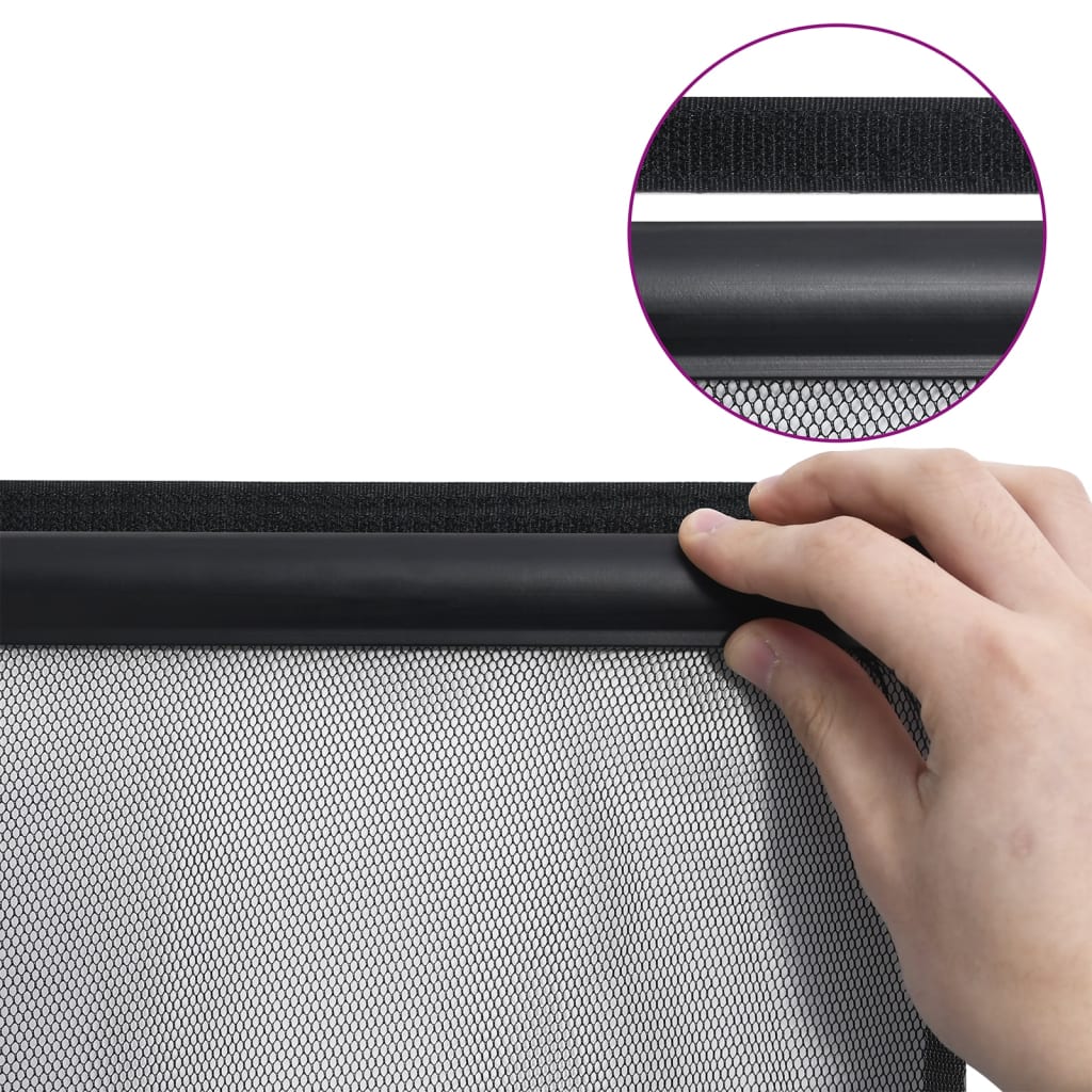 vidaXL fekete poliészter szúnyogháló ajtóra hálós függönnyel 100x220cm