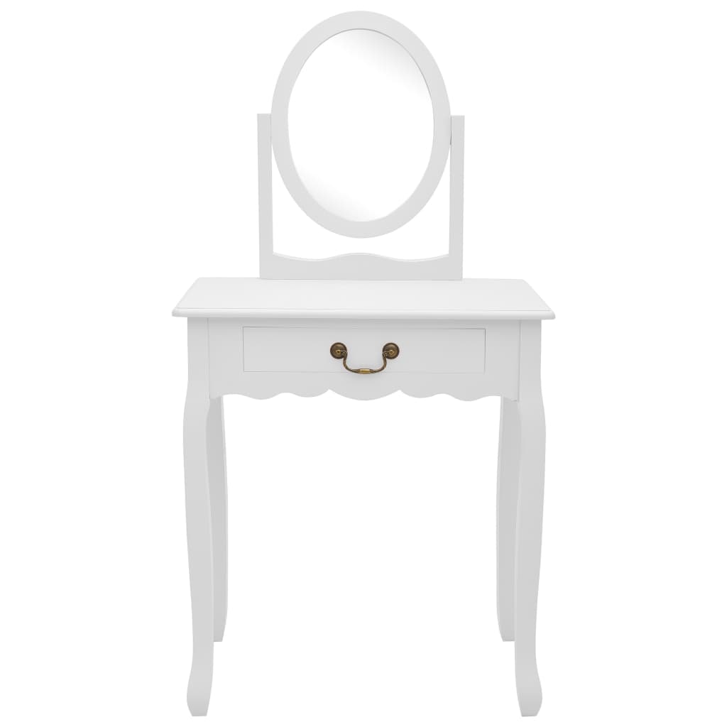vidaXL fehér császárfa MDF fésülködőasztal ülőkével 65x36x128 cm