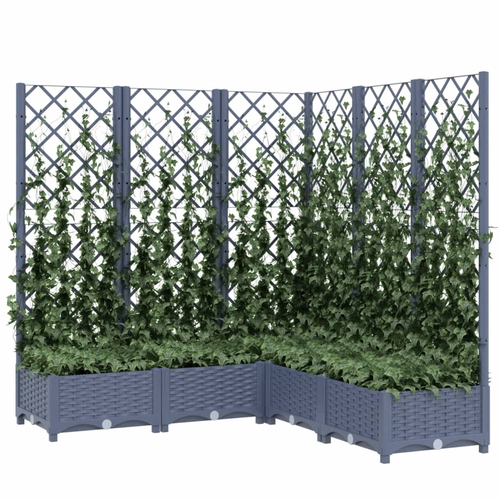 vidaXL sötétszürke PP rácsos kerti ültetőláda 120 x 120 x 121,5 cm