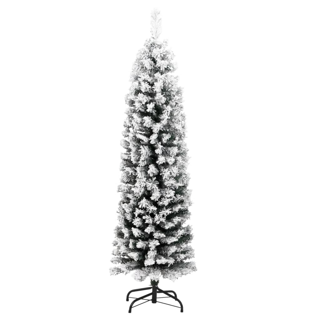vidaXL vékony PVC műkarácsonyfa pelyhes hóval 150 cm