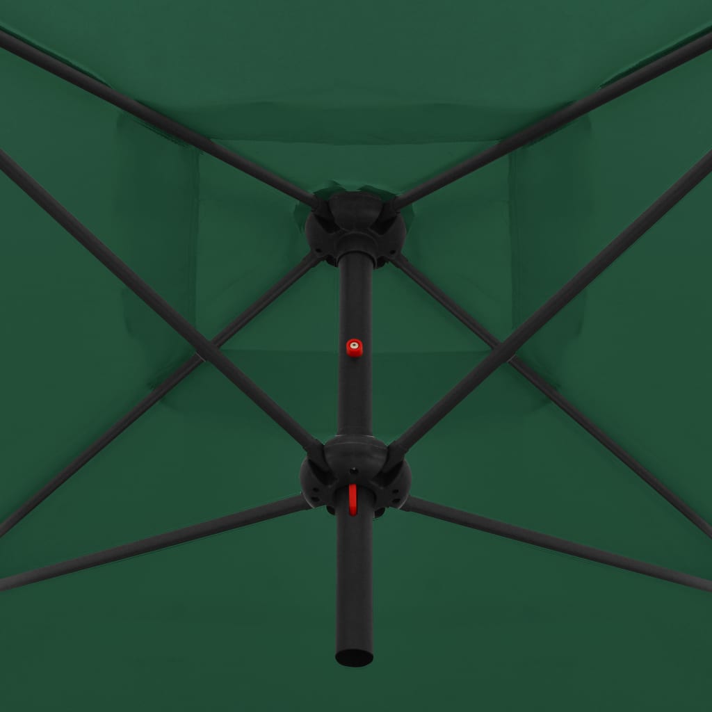 vidaXL zöld dupla napernyő acélrúddal 250 x 250 cm