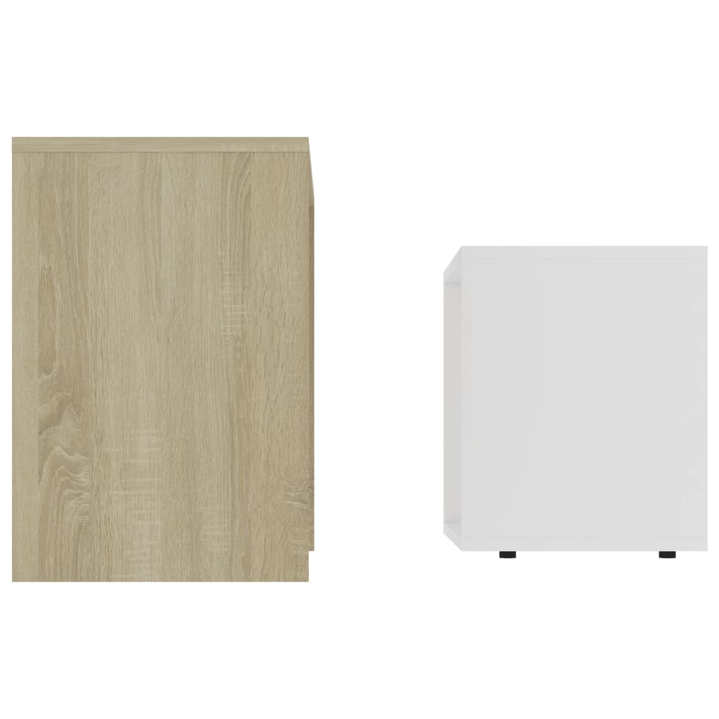 vidaXL fehér/sonoma-tölgy forgácslap dohányzóasztal szett 48x30x45 cm