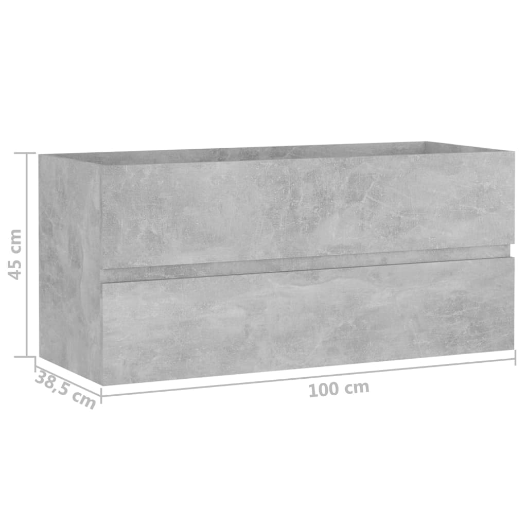 vidaXL betonszürke forgácslap mosdószekrény 100 x 38,5 x 45 cm