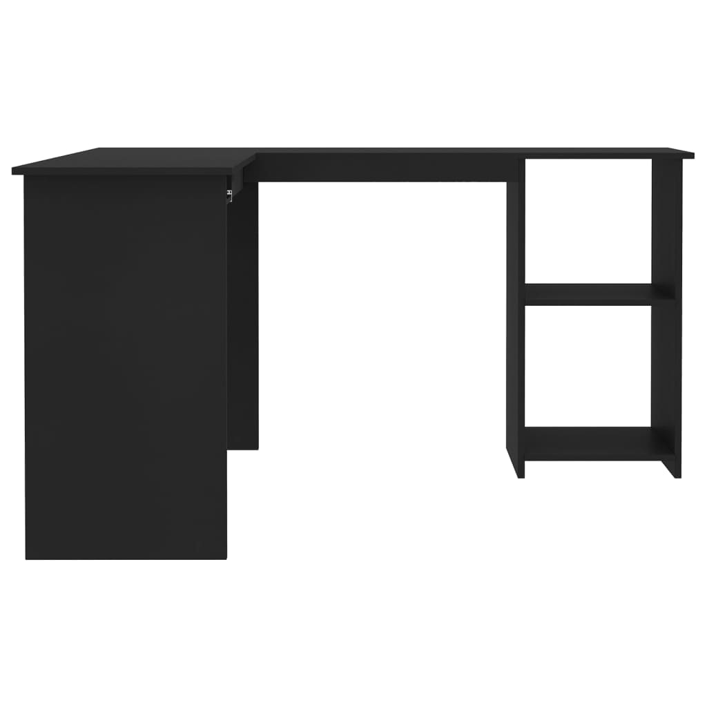 vidaXL fekete forgácslap L-alakú sarok-íróasztal 120 x 140 x 75 cm