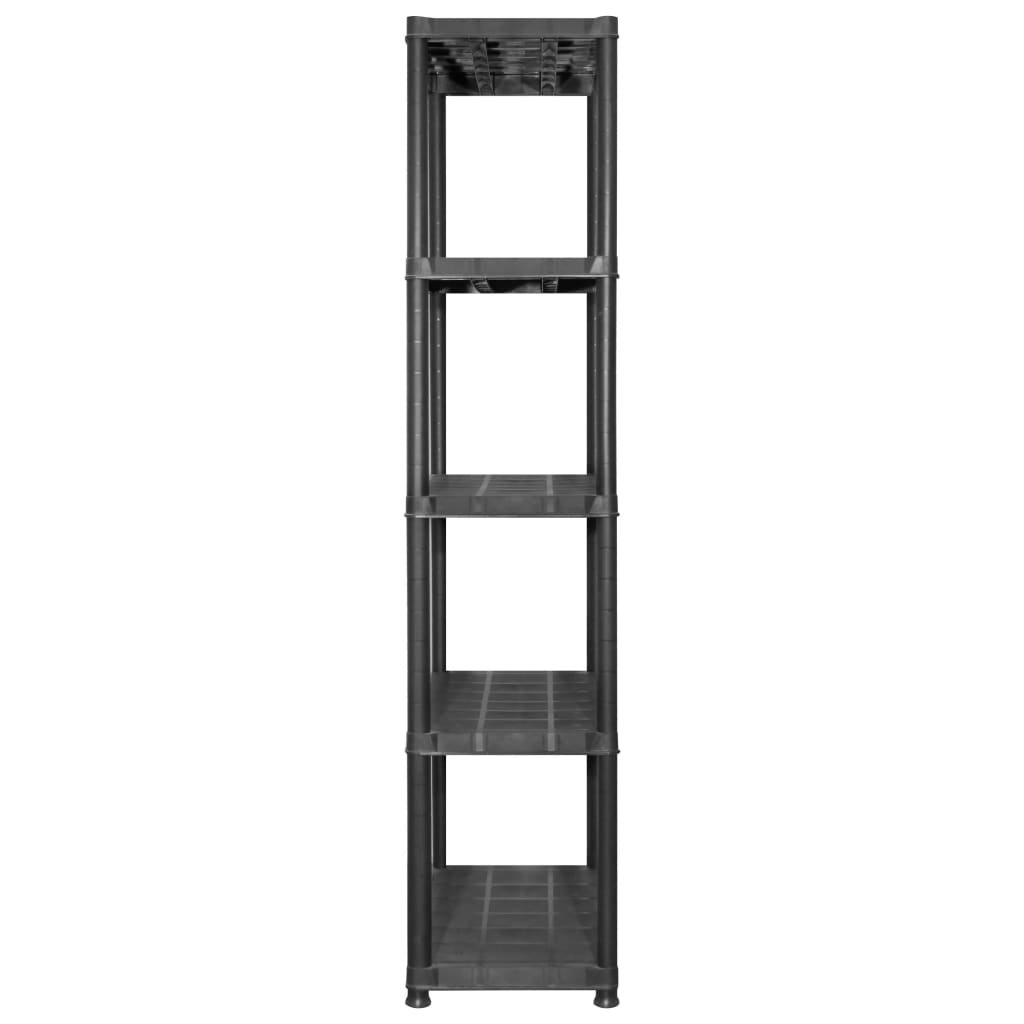 vidaXL fekete műanyag 5 szintes tárolópolc 213 x 38 x 170 cm