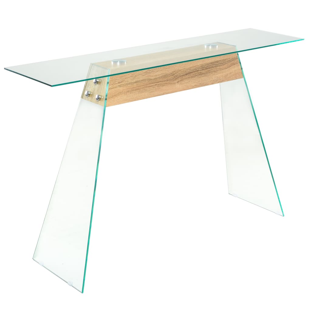 vidaXL tölgyfa színű MDF/üveg tálalóasztal 120 x 30 x 76 cm