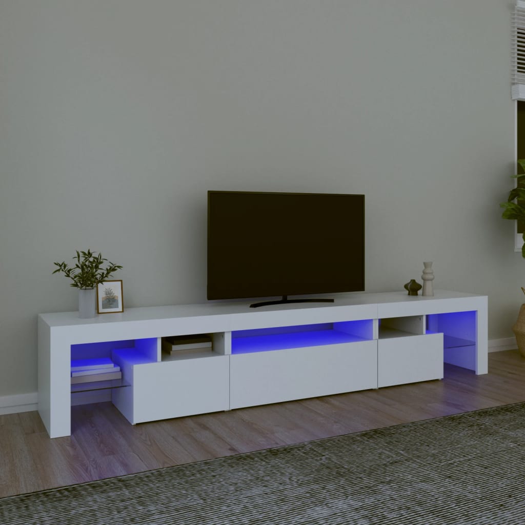 vidaXL fehér TV-szekrény LED-lámpákkal 215x36,5x40 cm