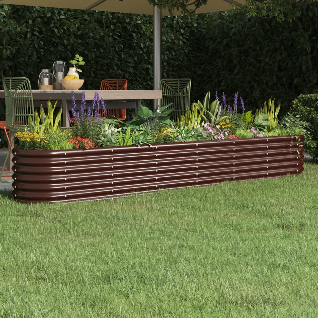 vidaXL barna porszórt acél kerti ültetőláda 260 x 40 x 36 cm