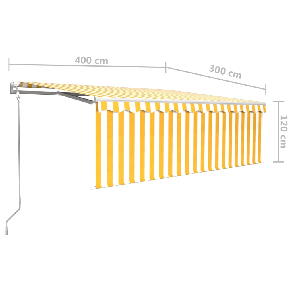 vidaXL sárga-fehér automata kihúzható napellenző redőnnyel 4 x 3 m