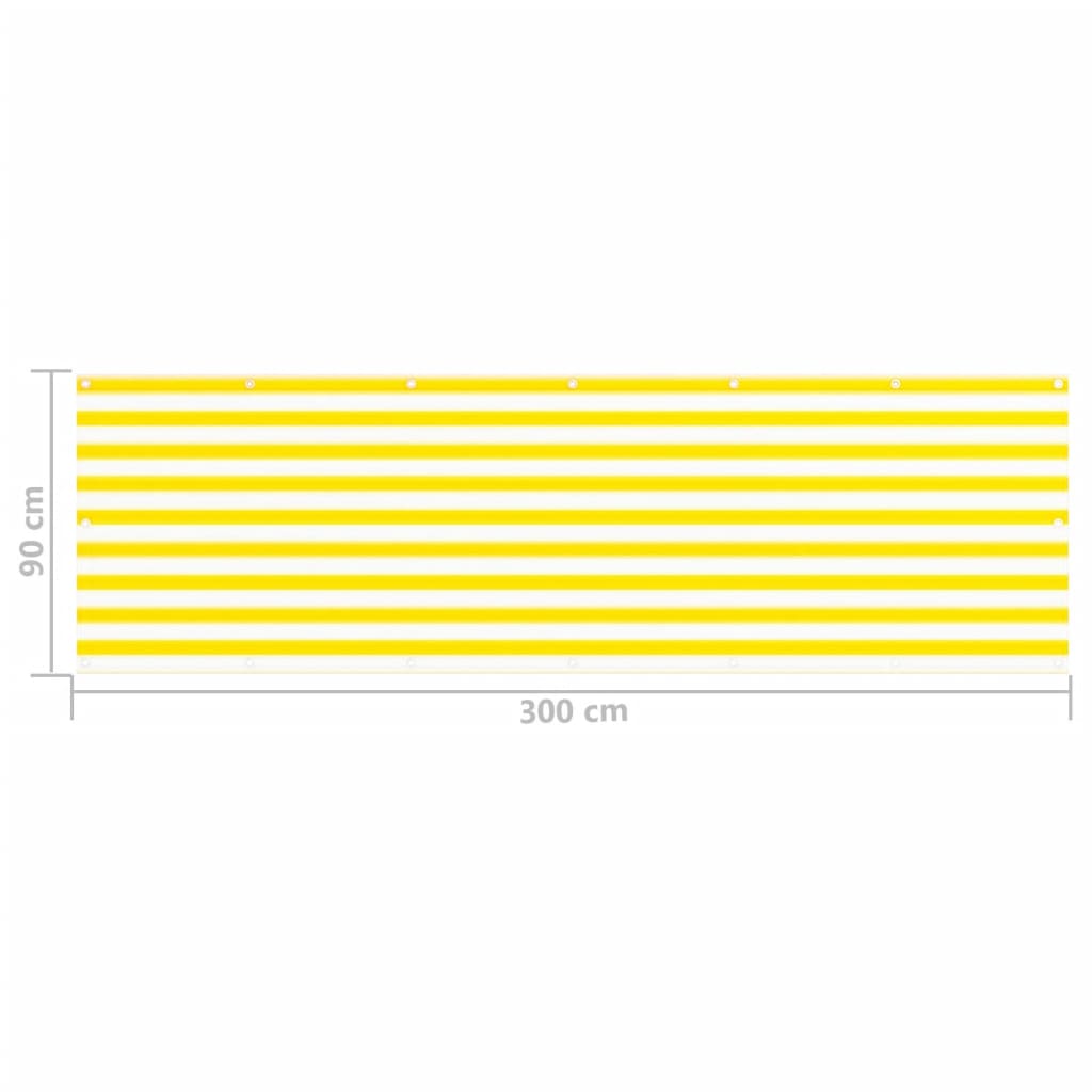 vidaXL sárga-fehér HDPE erkélytakaró 90 x 300 cm