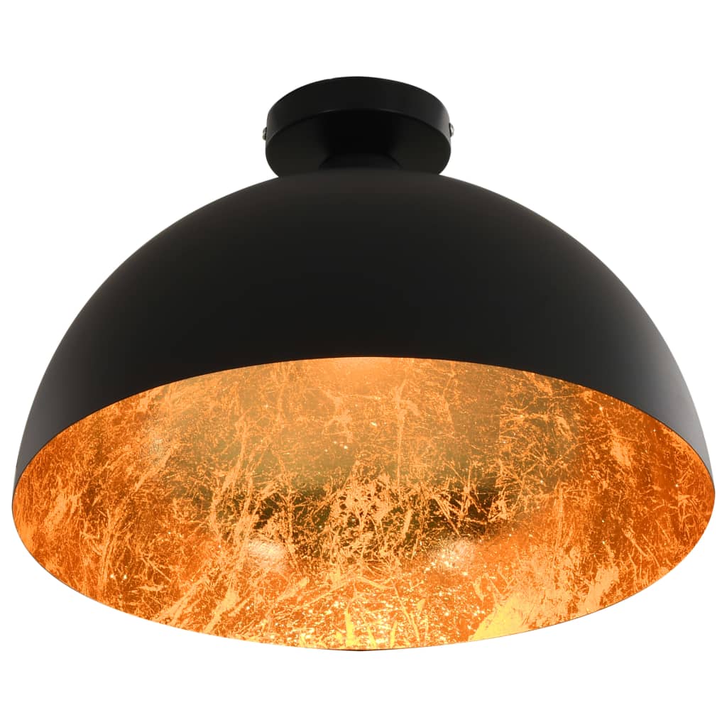 vidaXL 2 darab fekete-arany félgömb alakú mennyezeti lámpa E27